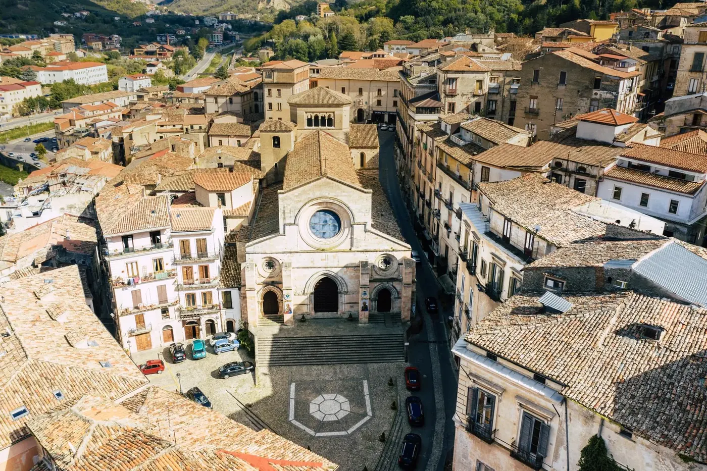 The Cathedral and the rooftops of the old town, from above